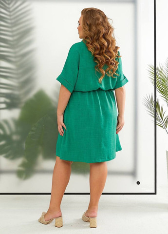 Зеленое повседневный легкое летнее платье на пуговицах No Brand однотонное