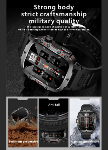 Спортивний смарт-годинник для чоловіків Military Fit Smart Watch (316680174)