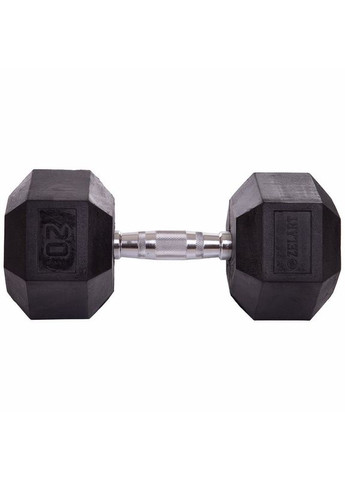 Гантель цільна шестигранна гексагональна гексагональна обгумована 1штука TA-5159-20 (1x20кг) (сталь хромована, гума, вага Zelart (361435269)