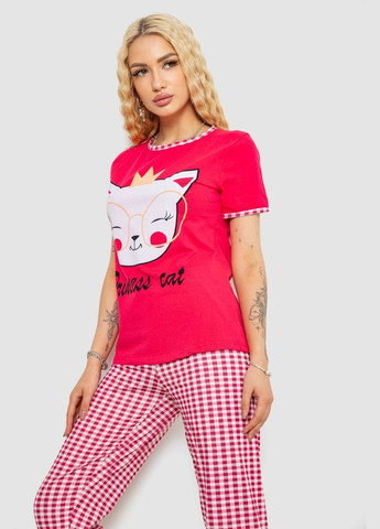 Малинова піжама жіноча з принтом,, 243r15694 Polkan