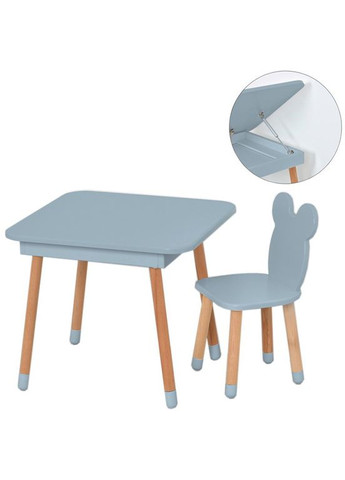 Столик со стулом "Мишка" 08-025G-BOX с ящиком, серый Bambi (365632029)