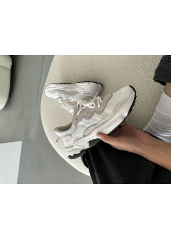 Белые демисезонные кроссовки мужские adidas ozweego white/beige adi-0323 адидас озвиго белые No Brand