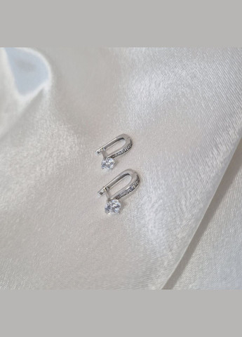 Серебряные серёжки серьги с Белыми камнями серебро 925 пробы Родированное 1239с 1.92г No Brand (331148479)