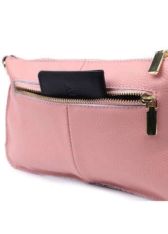 Красива жіноча сумка-клатч з двома ременями з натуральної шкіри рожева 26,5х16,5х2см 22644 Vintage (329197696)