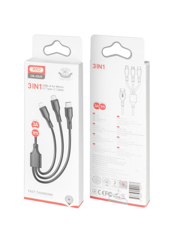 Дата кабеля USB 2.0 AM to Lightning + Micro 5P + USB-C 3A (m500297) XO USB 2.0 AM to Lightning + Micro 5P + USB-C 3A blac (367071006)