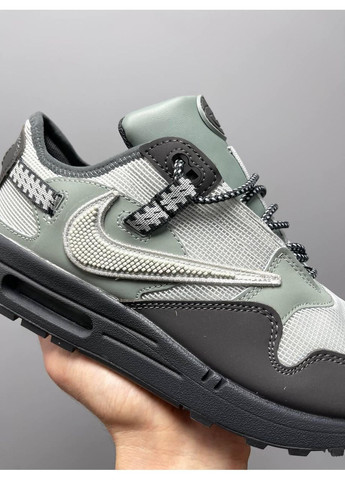 Сірі Осінні кросівки чоловічі nike travis scott x air max 1 dusty sage найк тревіс скот No Brand