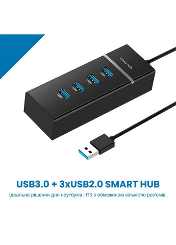 USB-хаб XON SmartHub Lite (USB3.0, 3хUSB2.0) Черный (UHALP040043B 5023) XON E-Tech (365307577)