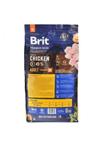Сухий корм Dog Adult M для дорослих собак середніх порід, з куркою, 8 кг (*) Brit Premium (323219622)