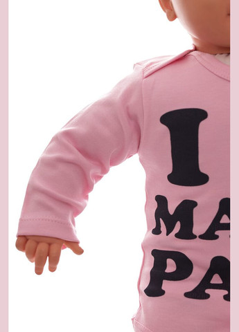 Боди с длинным рукавом интерлок I love mama papa розовое MiniPapi 86 см (30900) BABYKROHA (297197479)