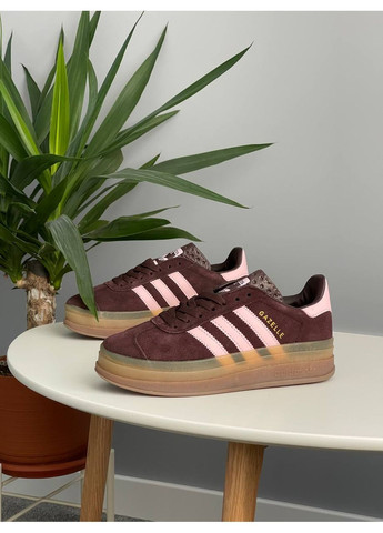 Кроссовки женские Adidas Gazelle Bold Platform Brown Pink | Адидас Газель коричневые No Brand коричневые демисезоны (360894509)