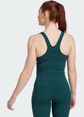 Зелений майка all me medium support adidas поліестер