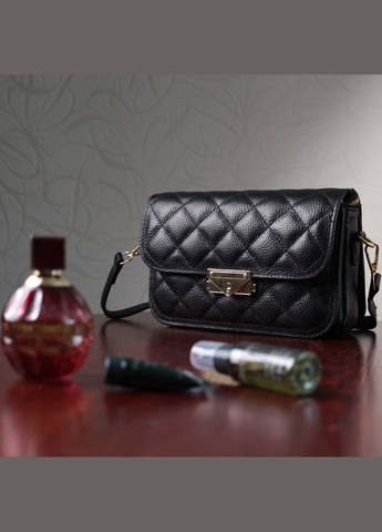 Сумка женская через плечо с оригинальной защелкой кожаная 22671 Черный Vintage (302008918)