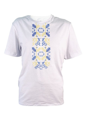 Біла футболка love self кулір біла вишивка соняшник р. 2xl (52) з коротким рукавом 4PROFI
