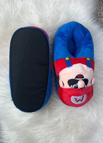 Синие тапочки женские марио плюшевые My Kigu с вышивкой
