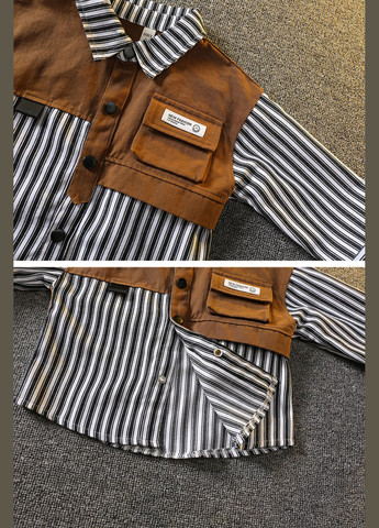 Коричневый демисезонный детский костюм для мальчика коричневая рубашка и брюки с рубашкой, брючный HONE BABY 2024-2025