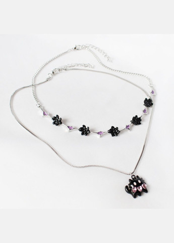 Набір двох ланцюжків для підлітка кавай кольє з чорним котиком fairycore підвіска з квіточками милі для пари фентезі indiekid No Brand (329892294)