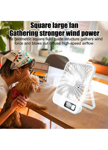 Портативный вентилятор с регулировкой на 180° и дисплеем USB White No Brand (365721386)
