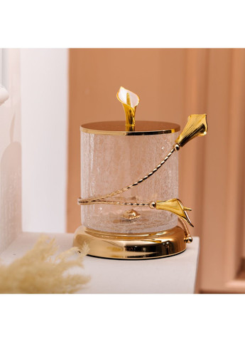 Цукерниця скляна з металевим квітковим декором та кришкою 14×20 см OYE ARTWARE (360454846)