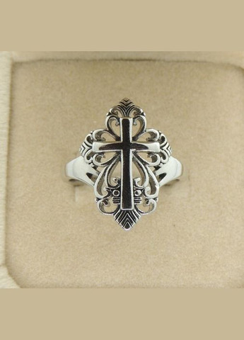 Кольцо с Крестом перстень серебристый с крестом и узорами р 18 Fashion Jewelry (285110648)