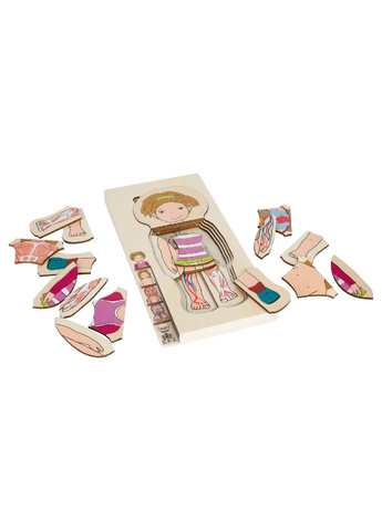 Многослойный деревянный пазл-головоломка Анатомия девочка разноцветный Playtive (292715128)