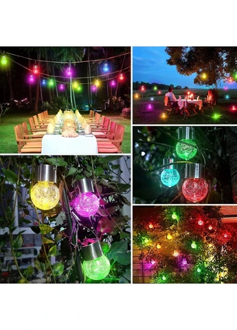 Подвесная солнечная лампа 6шт RGB Шар Стеклянный LED Гирлянда для сада SuperLED (401172018)