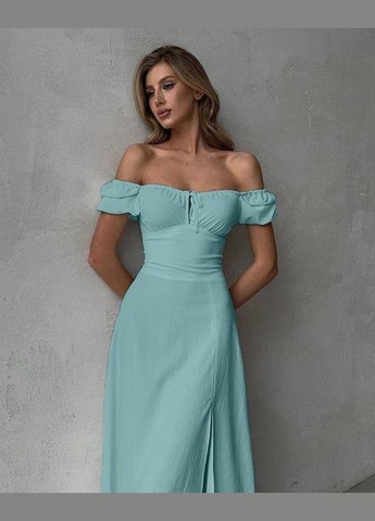 Бірюзова повсякденний, кежуал, коктейльна, вечірня сукня жіноча з відкритими плечима Україна однотонна