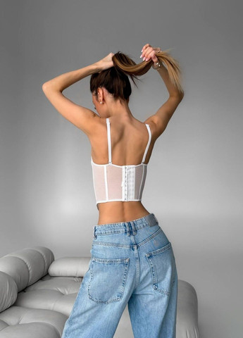 Женский топ-бюстье корсетного типа белого цвета с бретелями корсет белый No Brand (352757822)