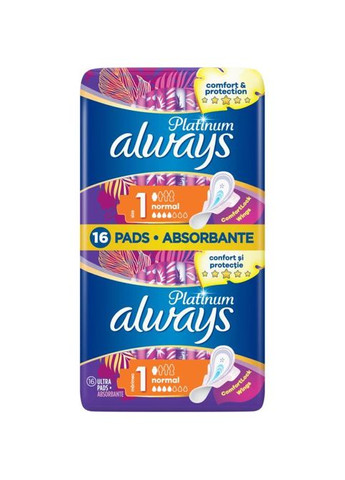 Гігієнічні прокладки Platinum Normal (Розмір 1) 16 шт. (8001090444912) Always Platinum Normal (Розмір 1) 16 шт. (268144770)