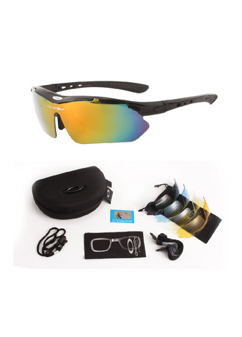 Захисні тактичні сонцезахисні окуляри з поляризацією black 5 лінз One siz+ Oakley (280826719)