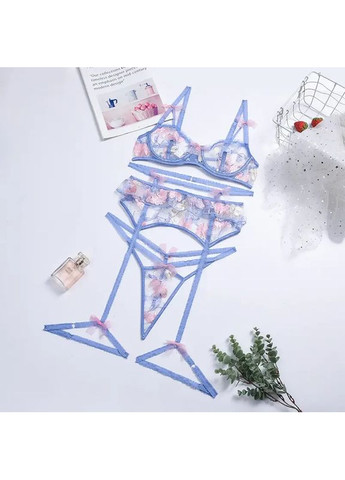 Фиолетовый демисезонный кружевной комплект нижнего белья с поясом прозрачный. женское эротическое нижнее белье из мягкого кружева China