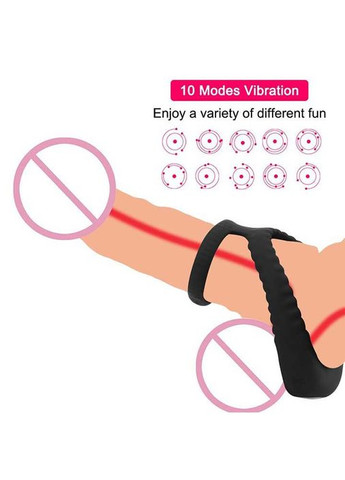 Потрійне ерекційне віброкольцо на пенис і мошонку на USB чорного кольору із 10 режимів вібрації China (360604430)