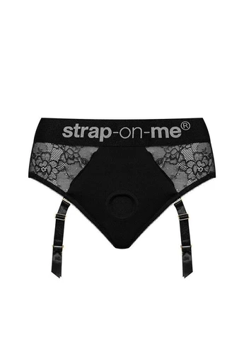 Кружевные трусы для страпона с подвязками для чулок DIVA HARNESS - M Strap-On-Me (303909116)