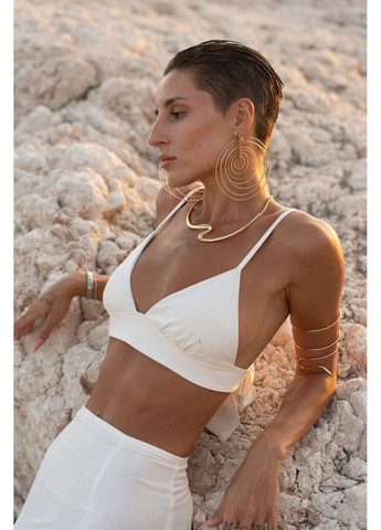 Комплект женский на лето лен топ + юбка CUBA молочный Handy Wear (298050961)