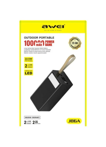 Универсальный енергобанк Power Bank Awei J86A 100000 mAh Grand (385395666)