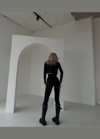 Жіночий костюм легінси топ та кофта колір чорний р.42/44 451030 New Trend (282926373)