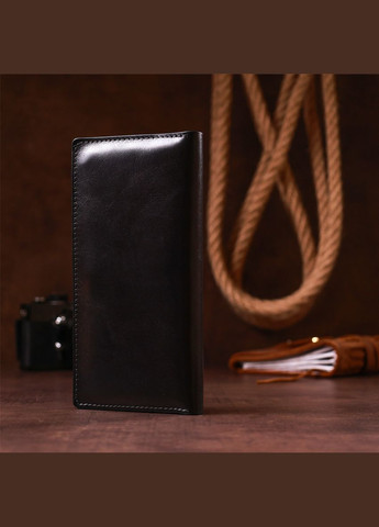 Вертикальный мужской кошелек кожаный на магните 11212 Черный Grande Pelle (306882034)