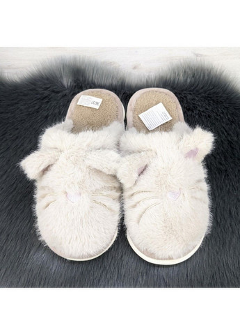 Бежевые тапочки женские домашние закрытые с большими ушками Fashion