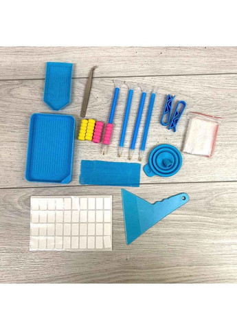 Набор инструментов для работы с алмазной мозайкой 87 предметов в кейсе синего цвета No Brand 6346 (360889932)