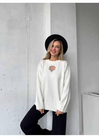 Молочный демисезонный женский свитер пуловер No Brand