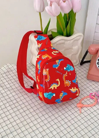 Сумка через плече для дітей водовідштовхувальний матеріал 17.5х13х6.5 см (477529-Prob) Динозаврики червоний Unbranded (297913668)