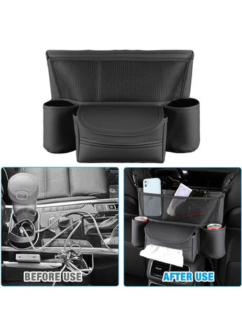Органайзер накидка поличка з бортиками кишенями між сидінь в салон машини автомобіля екошкіра (476993-Prob) Чорний Unbranded (293242095)