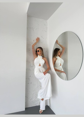 Жіночий комбінезон Креп No Brand молочний