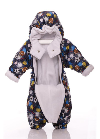 Комбінезон Трансформер для хлопчика на флісі з принтом футболу синій 86 см (44978) BABYKROHA (297197992)