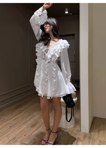 Молочное платье в стиле boho No Brand