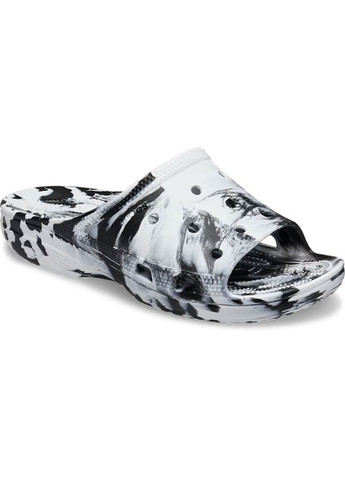 Черно-белые пляжные шлепанцы marbled icon slide camouflage 211832 Crocs