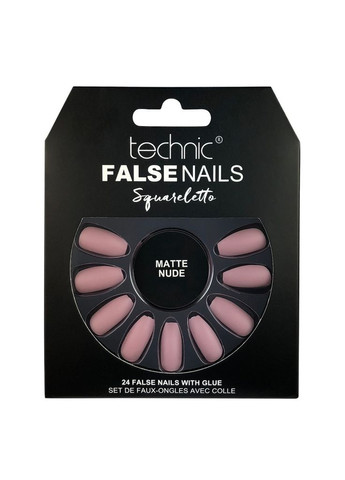 Накладні нігті із клеєм Cosmetics False Nails Squareletto "Matte Nude" Нюдовий 24 шт. Technic (292128885)