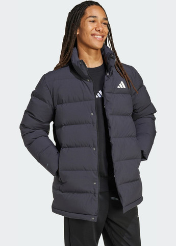 Черная демисезонная пуховик helionic climawarm mid-length adidas