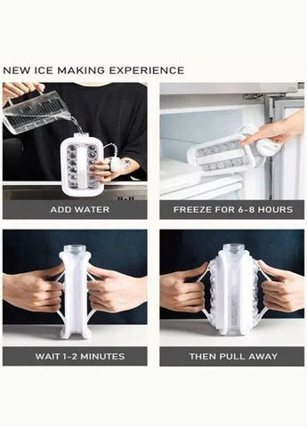 Портативная силиконовая форма ICE Cube Tray для льда бутылка 2в1 на 17 шариков белый (2104618556) No Brand (333020347)