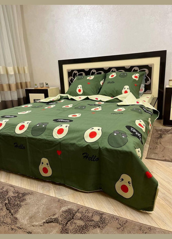 Постельное белье хлопковое Авокадо Евро Простынь на резинке 160x200х20 Бязь Зеленое 50 х 70 No Brand (303616710)