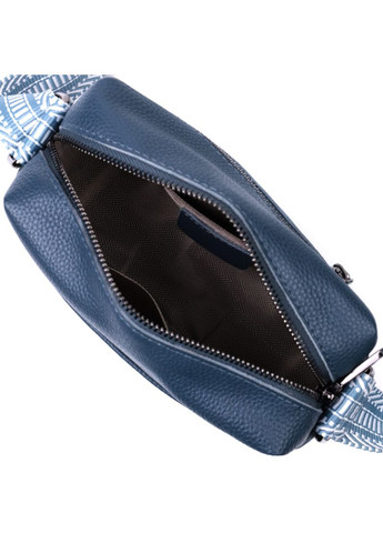 Сумка кроссбоди с широким ремнем через плечо жена одно отделение для стильных женщин из натуральной кожи синяя Vintage (329197714)